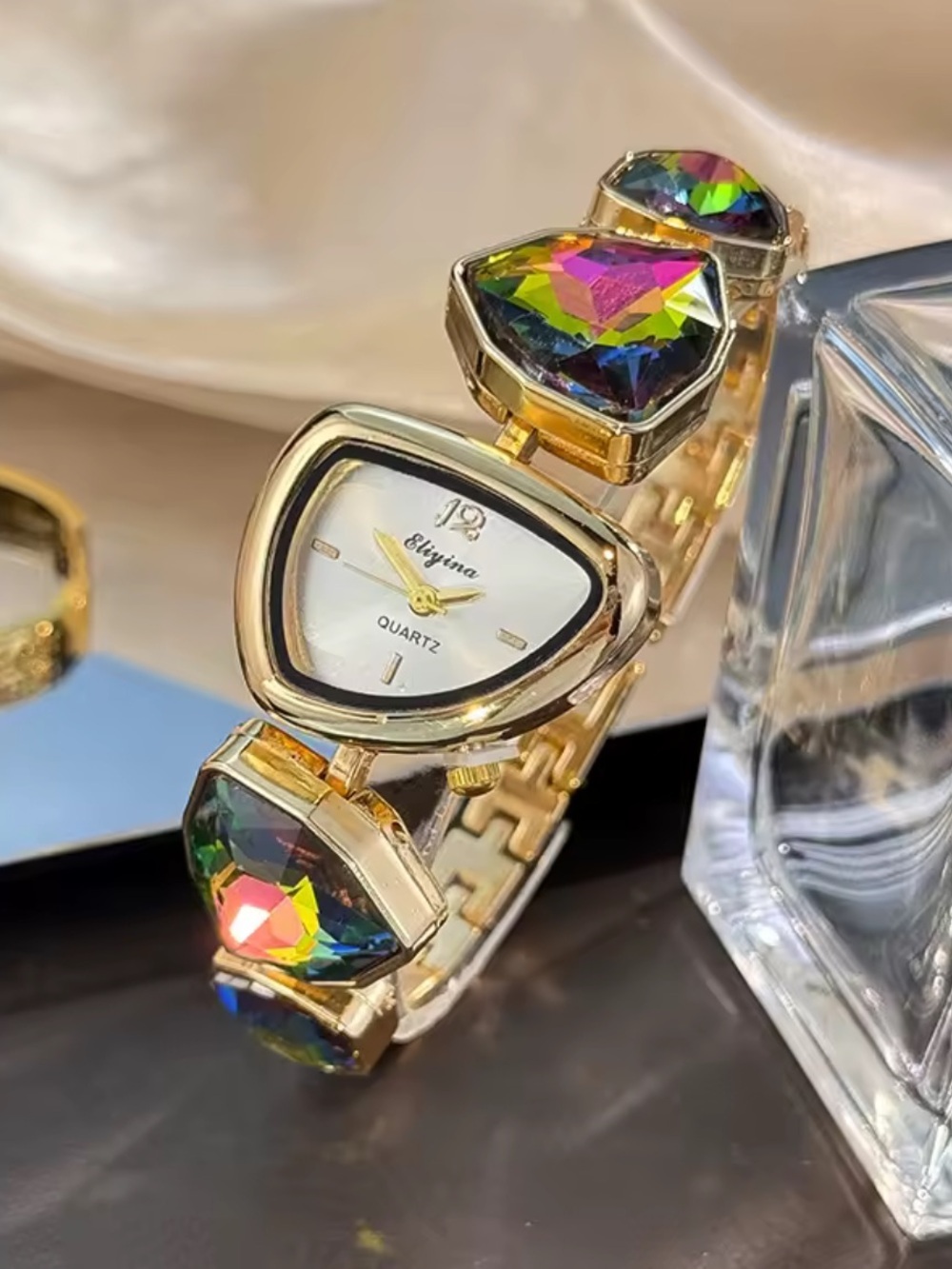 Classic multicolour Women's Bracelet Watch with Iridescent Crystal Accents